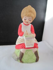 Vintage Porcelain Bisque Girl Letter Writer Figurine Bell picture