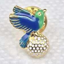 Golf Award Birdie Vintage Pin Brooch Colorful Bird With Golf Ball picture