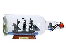 Hampton Nautical Black Pearl Model Ship in Glass Bottle 11