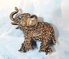 Vintage Gunmetal Silver Textured Elephant Brooch Pin- Figural Brooch- Animal 2
