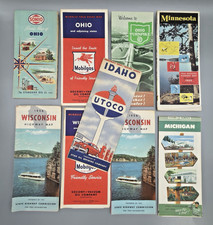 Lot 9 VTG Maps Midwest OH MI WI MN 50s + 60s Era MCM Color Photos + Graphics Gas picture