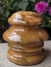 RARE UNUSUAL MOTTLED BROWN CERAMIC ANTIQUE INSULATOR picture