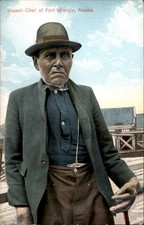 Fort Wrangle AK Siwash Chief Linen F. H. Nowell c1900s-10s Vintage Postcard bhn picture