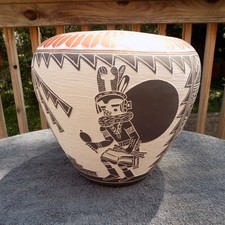 M&R Romero Acoma Pueblo Art Pottery Vase Kachina Native American 11