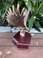 Vintage RS Owens & Co.1988 Bronze Metal American Bald Eagle Statue Trophy Décor picture