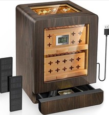 Flauno Electric Cigar Humidor Cabinet Digital Hygrometer Dual Fans LED Drawer picture
