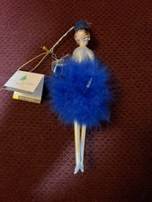 De Carlini Lady Blue Feather Dress Ornament Made in Italy picture