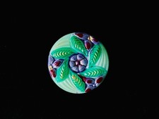 27mm Czech Vaseline Glass Hand Painted Floral Button Metal Shank picture