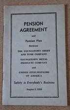 Vintage 1956 YOUNGSTOWN SHEET TUBE METAL PRODUCTS CO. PENSION AGREEMENT USWA picture
