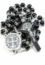 Saint Benedict Black Round Wood Beads Rosary (Italy) picture
