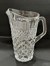 Brilliant Lead Crystal Pitcher 9.75” Tall Diamond Cut Pattern picture
