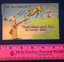 Vintage 1942 WWII Linen Postcard Humor Help Adolf Hitler Japanese Hanging Limb picture