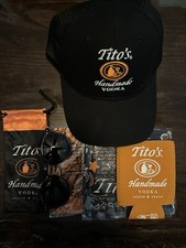 New Tito’s Handmade Vodka Bundle Hat, Glasses Koozies Handkerchief picture