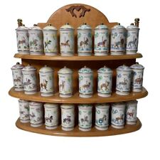 Lenox 1993 Carousel Porcelain Spice Jars & Wooden Rack - Complete Set of 24 picture