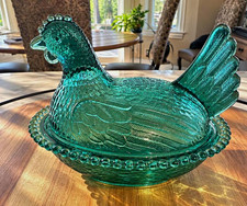 Rare Hard To Find Indiana Glass Evergreen Hen On Nest picture