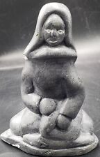 Inuit Soapstone Carving Of An Inuit Woman, Signed “Eskimo Art” 6.5 Inches picture