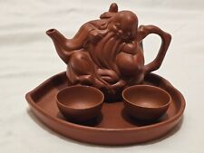 Vintage Yixing Zisha Red Stoneware Tea Pot & Cups Chinese Tea & Cup Set  picture