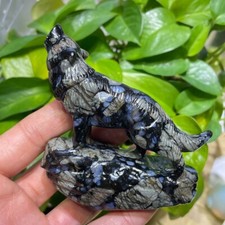 Llanite Wolf Natural Crystal Hand Craved Healing Stone Que Sera Stone Wolf Reiki picture