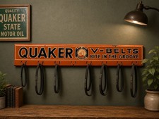 Quaker Rubber Corporation V-Belts Rite in the Groove Store Display Sign 1940s picture