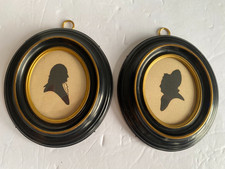 Antique Foster Bros George & Martha Washington Silhouettes Boston c1900s Pair picture