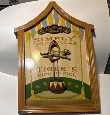 Vintage Simply Spectacular Tiger's Ring of Fire Circus Wall Plaque 3D Decor Wood picture