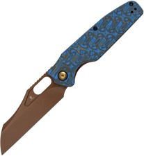 Tenable Knives Tuckamore Blue Vortex Micarta Folding Gold Nitro-V Knife B1052A3 picture