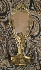 Vintage Art Nouveau Lady Nymph Brass Bronze Metal Vanity Tabletop Mirror Rare picture