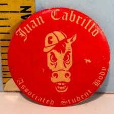 Vintage Juan Cabrillo Associated Student Body Pinback Button 1-1/8