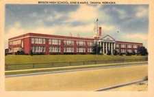 Omaha, NE Nebraska   BENSON HIGH SCHOOL~52nd & Maple   ca1940's Linen Postcard picture