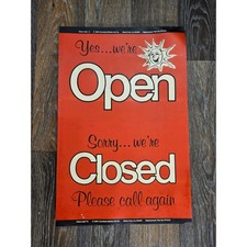 Vintage 1976 Glass-mate II Open Closed Store Sign Carridean-Behlen Red 19x13 picture