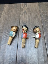 Lot Of 3 Vintage ANRI Carved Wooden Bottle Stoppers  picture