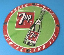 Vintage 7 Up Soda Porcelain Grocery Piggly General Store Gas Oil Pump Plate Sign picture