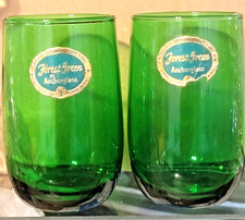 AnchorGlass 2 Forest Green Juice Glasses 1960s Original Sticker Anchor-Hocking  picture
