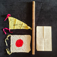 Vtg 1954 Mount Fuji Climbing Stick Lot Kongozue Branded Staff Summit Flags Guide picture