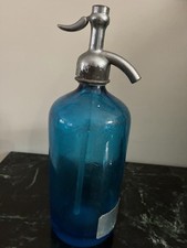 Vintage BLUE SELTZER BOTTLE Irv's Sparkling Union City NJ BEVERAGES picture
