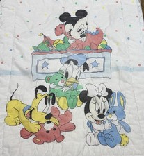 Vintage 80’s Disney Baby Mickey Minnie Donald Pluto Nursery Quilt Comforter picture