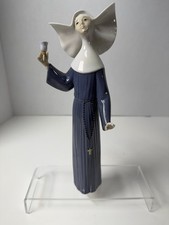Lladro 5551 Call to Prayer Nun Bell Porcelain Figurine Blue Retired 10.5 Repair picture