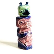 Antique Schafer & Vater Haida Totem Tiki Pole Decanter Ceramic Bottle COMPLETE picture