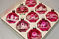 Lot VTG Glass Stencil Pictured CINDERELLA WISEMEN DEER BALL Christmas Ornaments picture