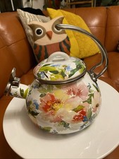 Crofton Tea Kettle Floral Pinks Greens Blues Metal Enamel Aldi Find picture