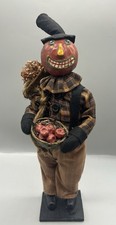Vintage/Antique Hand Made Pumpkin/Jack O Lantern Halloween Folk Art Figurine. picture