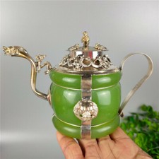 China Agate Jade Inlaid Wine Pot Collection Dragon Tiger Pattern Kettle Antique picture