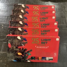 Vintage Lot C9 Christmas Lights 150 Feet 6 Box of 25 Multicolor Bulbs Works NEW picture