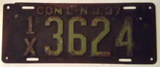 VTG ANTIQUE 1937 NEW JERSEY COMMERCIAL LICENSE PLATE STEEL AJ picture