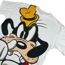 VTG NEW RARE Mickey Inc Goofy 100% Cotton T-Shirt White • Yourh XL | Adult Small picture