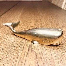 Vintage Solid Brass Sperm Whale Figurine 8