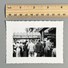Vintage 1950s Photo Oyster Bay Restaurant NYC Steaks Seafood Busy Street Scene picture