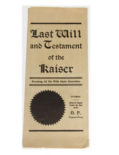 Old c1930s “Last Will of the Kaiser” WWI German Propaganda Satire Print picture