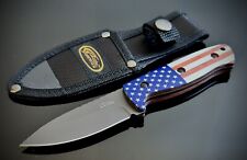 Usa Flag Fixed Blade Knife Full Tang 8 Inches Graphite Blade 440 Stainless Sharp picture