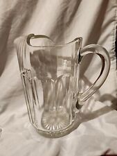 Vintage Heavy Pressed Glass Pitcher & Ribbon Edge, Starburst Bottom, Curved Lip picture